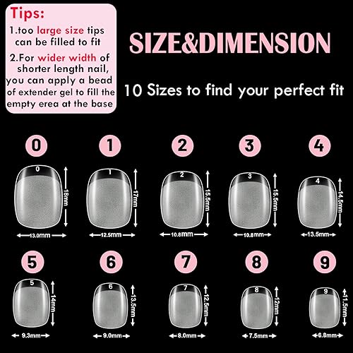Miniatura 7 de SINOKAME - 600 puntas de uñas redondas extra cortas, pregrabadas, tamaño pequeño y pequeño, tamaño XXS redondo, ovalado, cobertura completa, uñas de