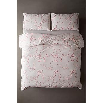 Peri Home Bow Bedding Duvet Cover Cottage Core Vintage Country 100% Cotton 3-Piece Set, King, Chili Red Sasha Bows