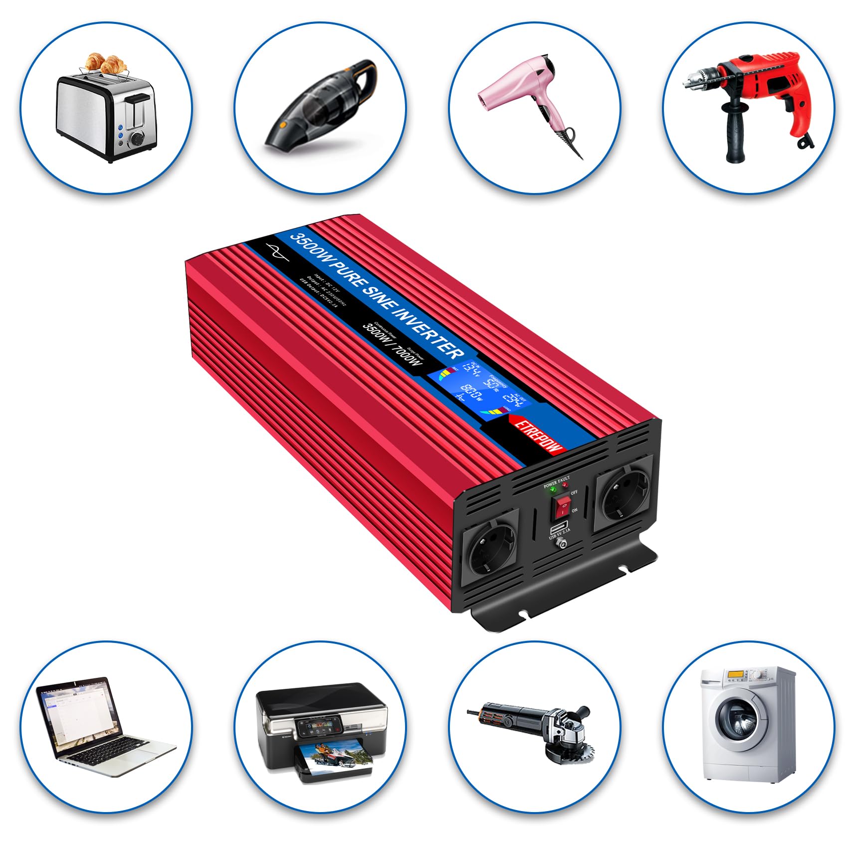 3500W convertisseur 12v 220v Pur Sinus transformateur