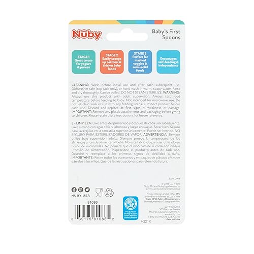 Miniatura 8 de Nuby Baby's First Spoons Set - (3 unidades) Utensilios de alimentación para bebés - 6+ meses