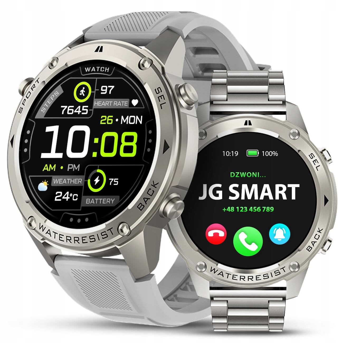 SMARTWATCH MĘSKI GPS ZEGAREK AMOLED MENU POLSKIE WODOODPORNY SPORT ROZMOWY