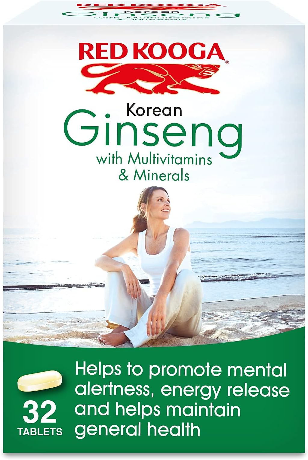 Korean Ginseng and Ginkgo Biloba, Promotes Vitality and Maintains Mental Alertness, Pack of 32 Tablets