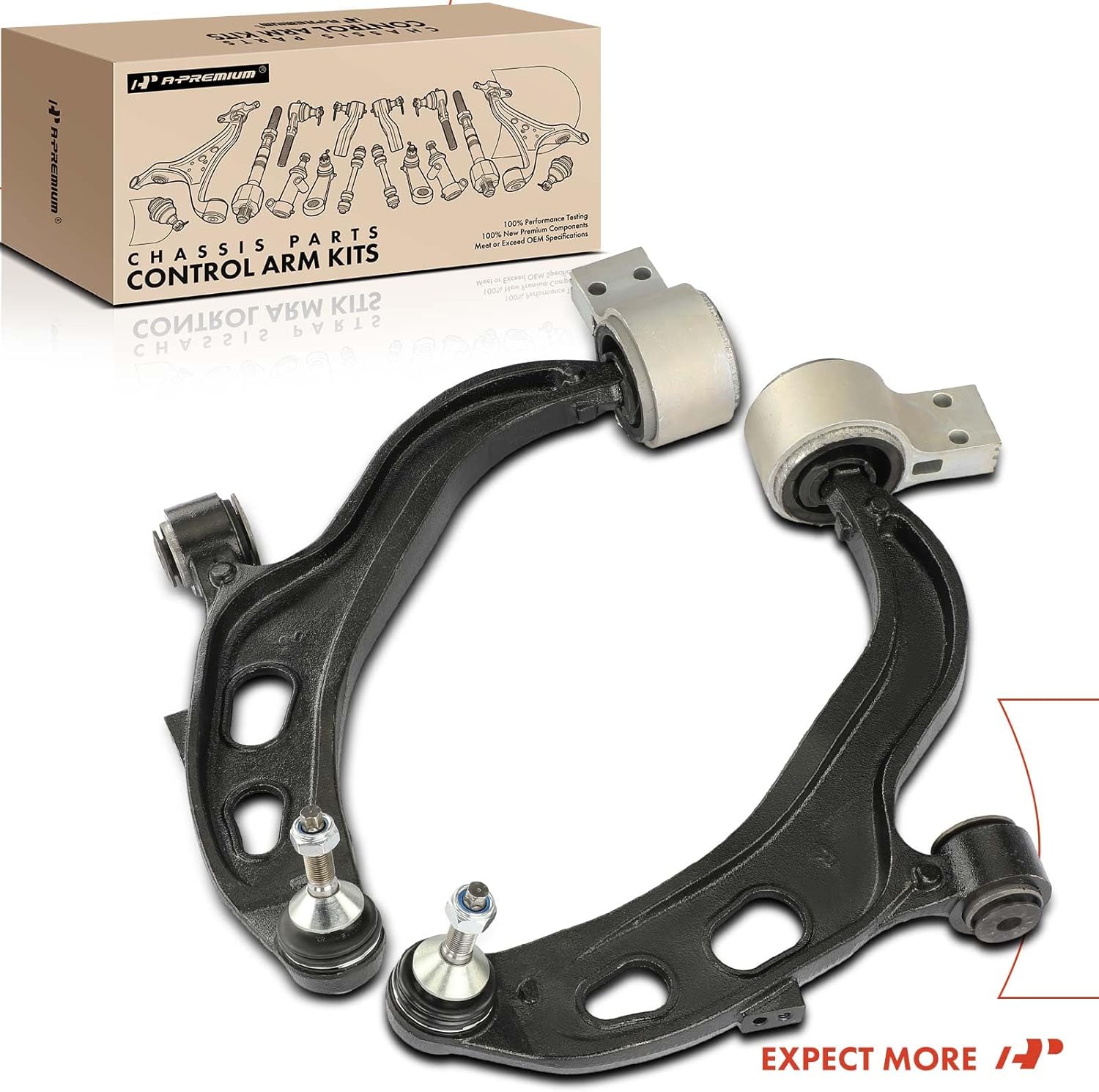 A-Premium 2 x Front Lower Control Arm, with Ball Joint, Compatible with Ford Taurus & Flex 12-19, Police Interceptor Sedan 13-19, Special Service Police Sedan 14-18 & Lincoln MKS 12-13, MKT 12-19