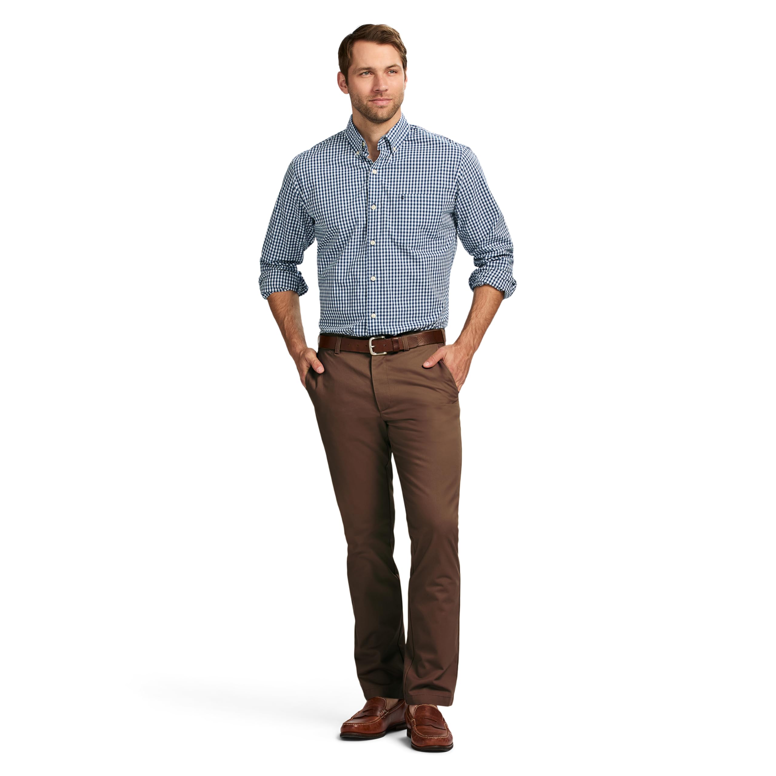 Izod American Chino Flat Front Straight Fit Pant - Nieformalne spodnie Mężczyźni