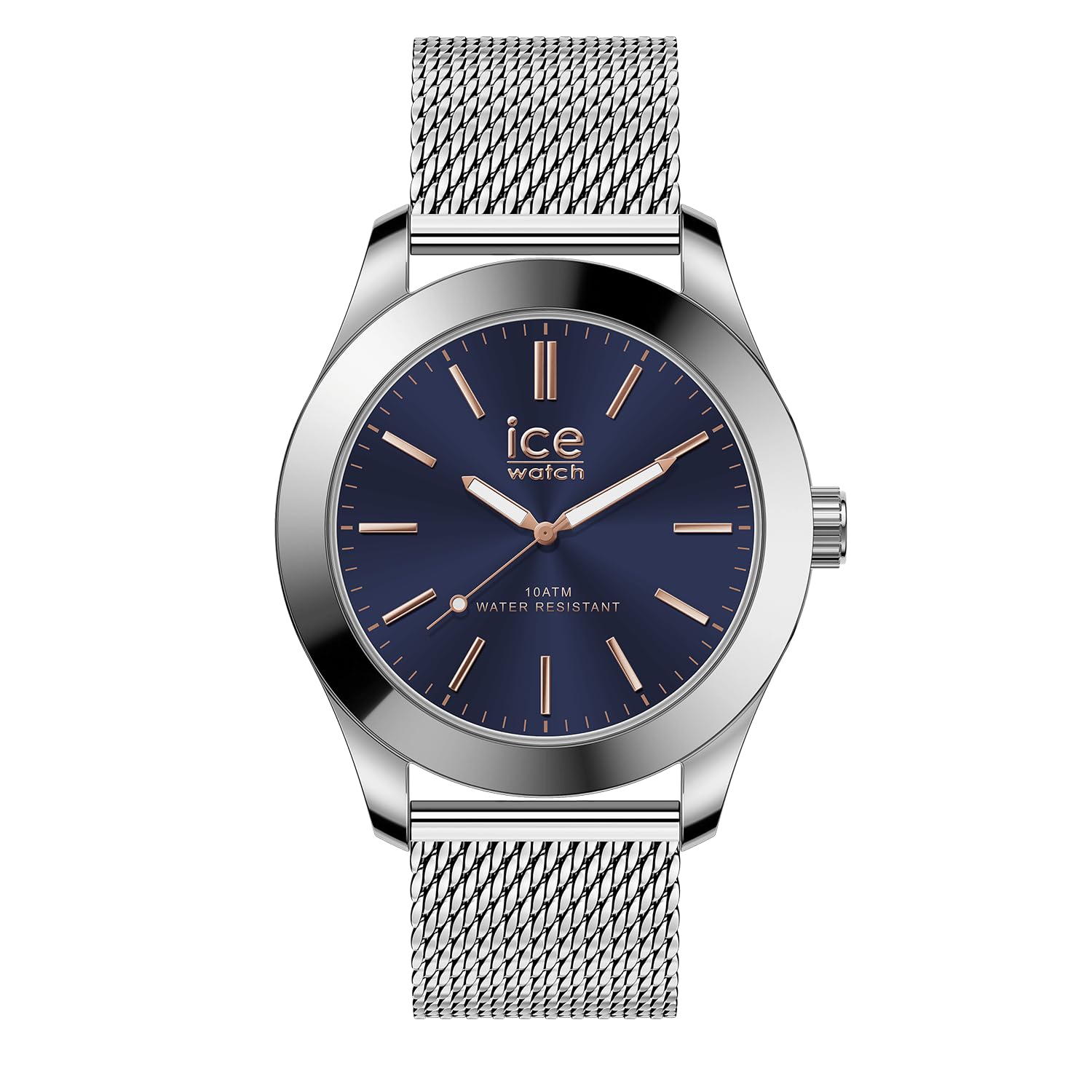ICE-​WATCH, de Acero Ice Plateado, Azul Oscuro, milanés, Reloj Plateado para Hombre con Correa de Acero Inoxidable, Modelo 024748 (tamaño Mediano)