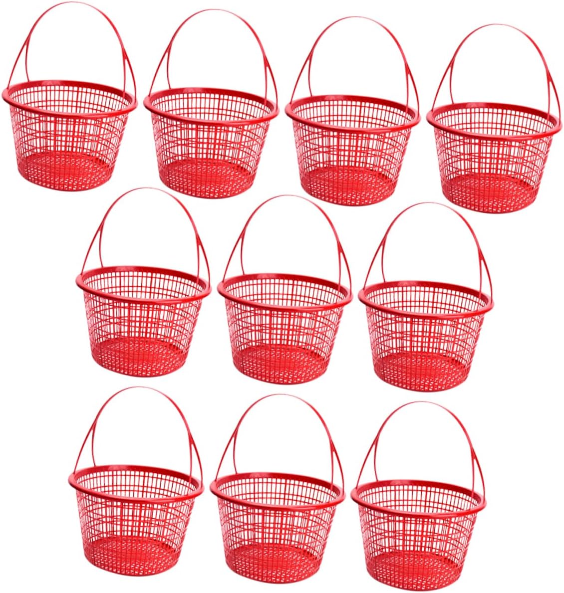 Levemolo 10 Piece Red Plastic Fruit Picking Baskets with Handle, 1.5kg