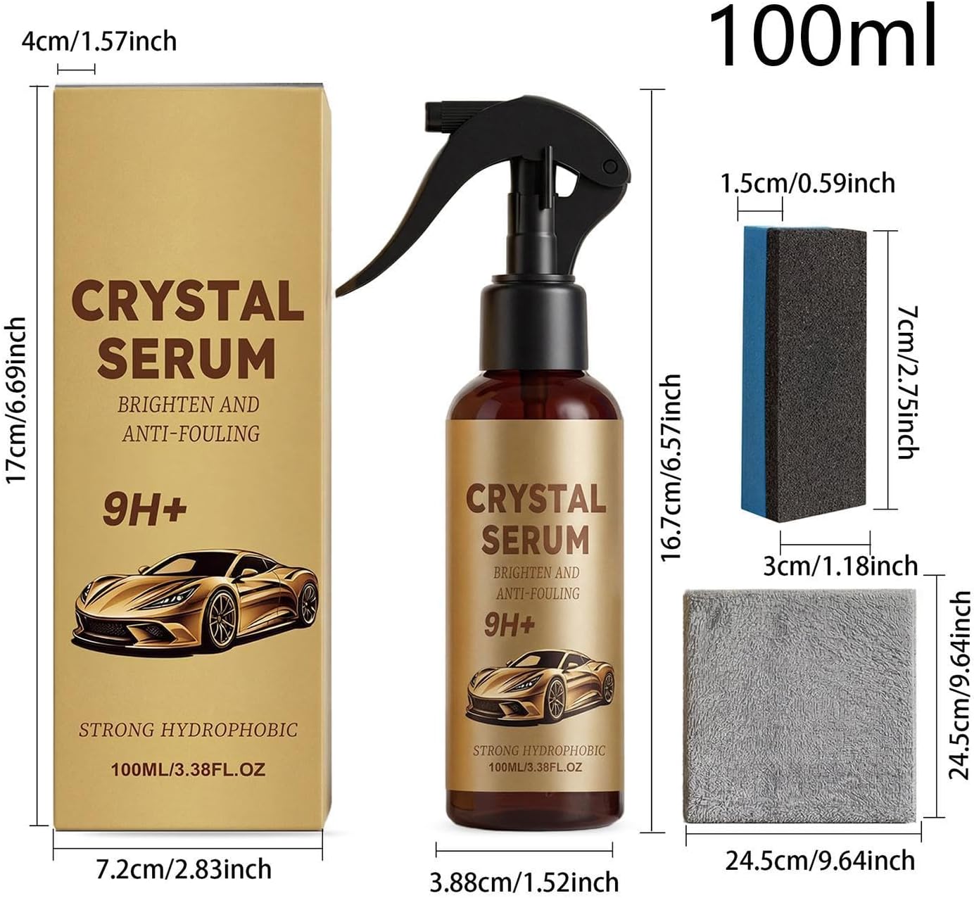 High Gloss Agent, Premium Car Paint Protectant, 100ml Nano Bottle with Applicator, Protective Ceramic Liquid, Hydrophobic Sealant with Shiny Finish, Exterior Shield for Trucks & Motorcycles