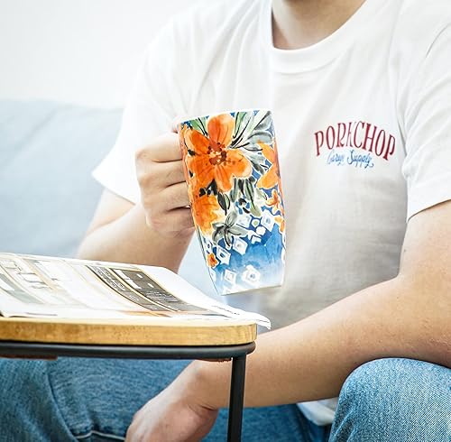 Miniatura 10 de Topadorn Taza de café de cerámica para regalo con tapa de 17 onzas, taza de té alta de porcelana con asa para el hogar y la oficina, taza con diseño