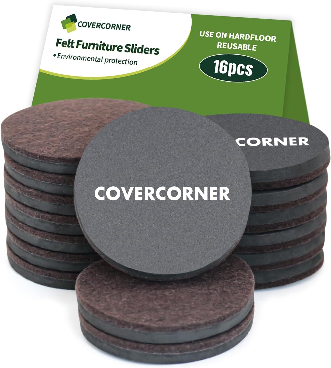 Furniture Sliders for Hardwood Floors 16 PCS - 3 1/2 inch Sliders for Moving Furniture โ Felt Furniture Pads for Hardwood Floors Brown