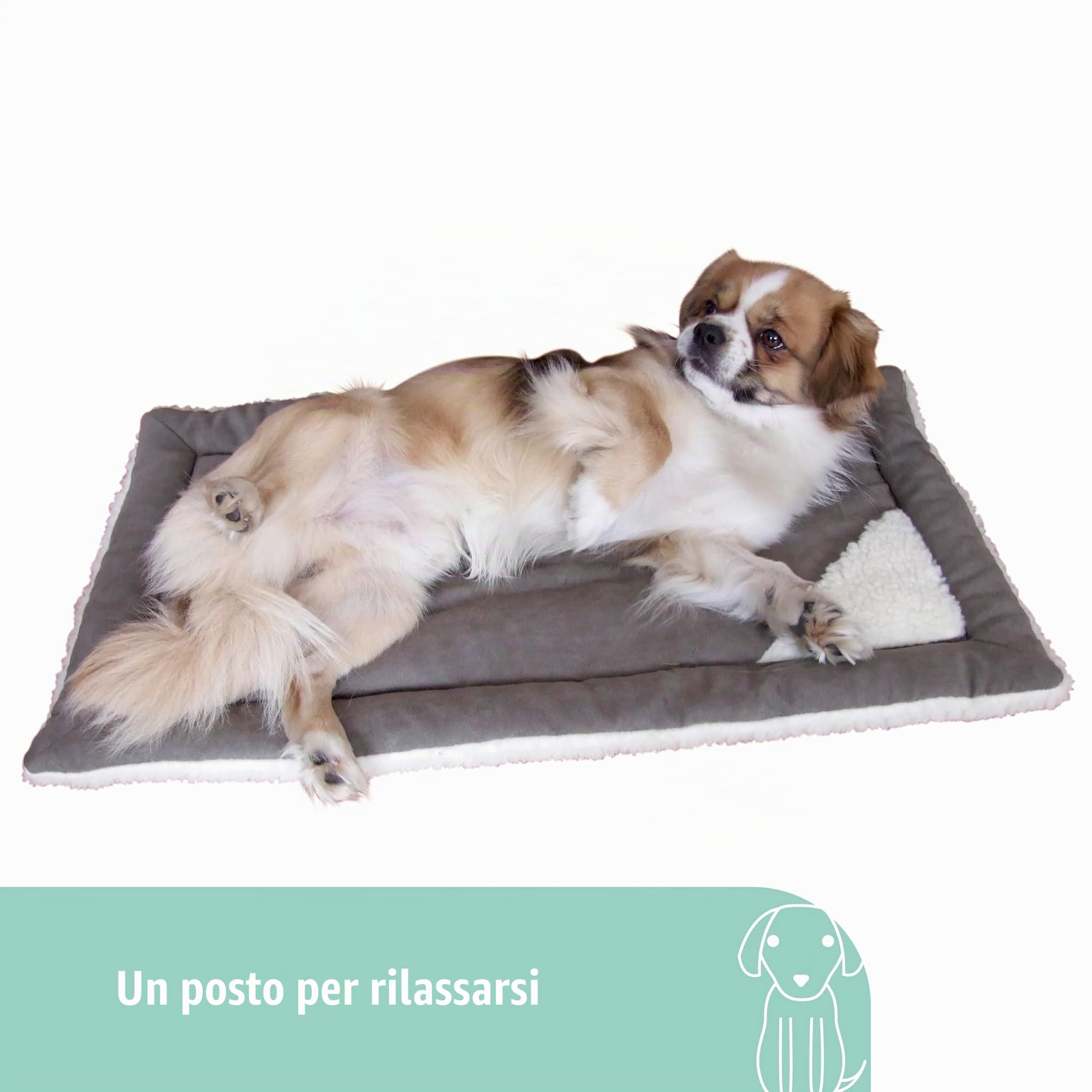 Kerbl Pet cuscino Cleo, grigio/bianco, 43x23x3 cm, cuccia, sdraio, cuscino, poliestere, per cani