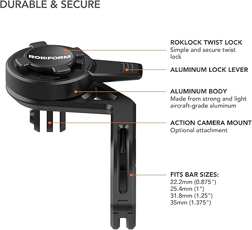 Miniatura 2 de Rokform - Soporte de teléfono para bicicleta sobre la parte superior, se adapta a 4 tamaños de barras de 22.2 a 1.378 in (1.378 in), soporte para
