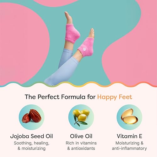 Miniatura 78 de ZenToes Calcetines hidratantes para tratamiento de talón agrietado, vitamina E, aceite de oliva y aceite de jojoba, calcetines de talón para Guepardo