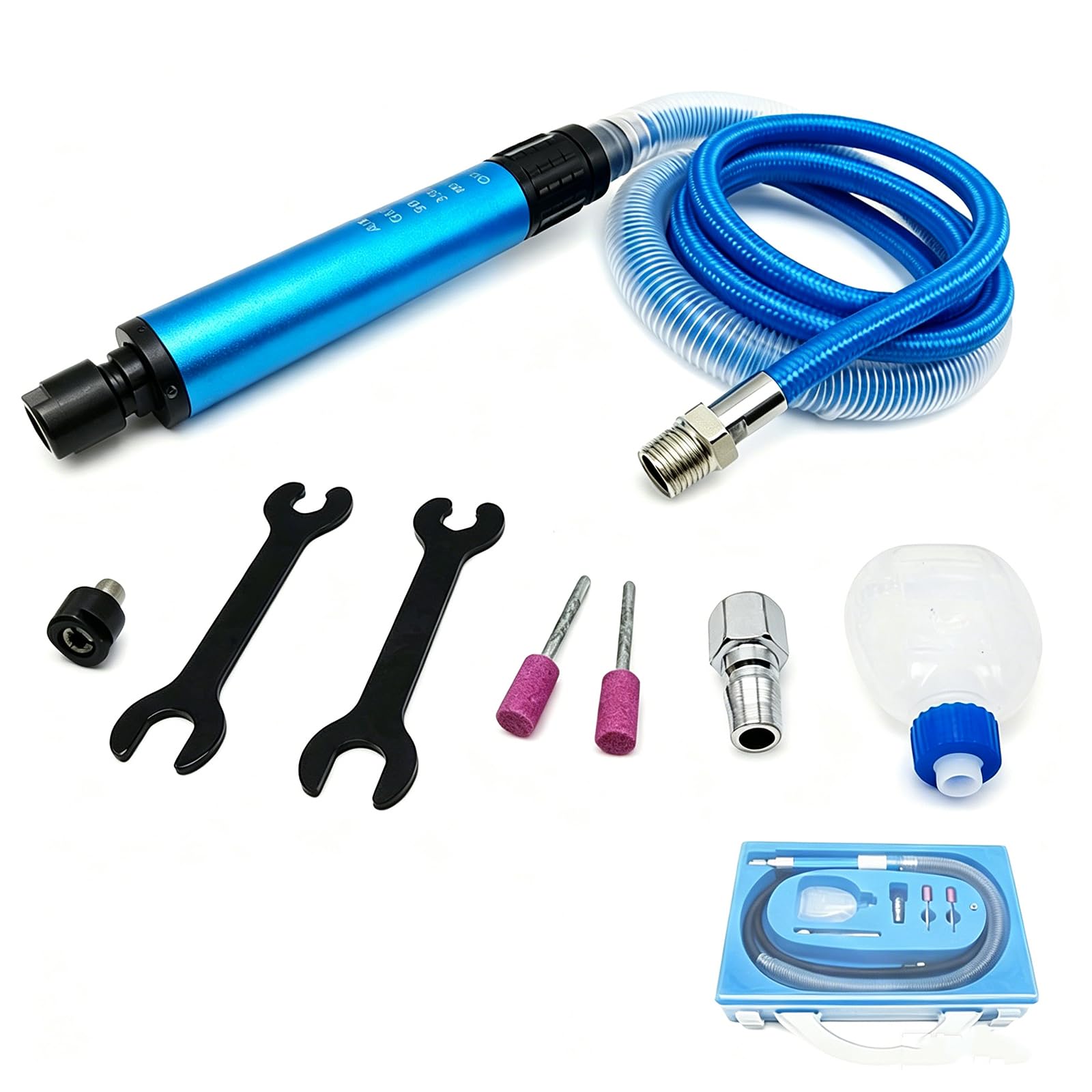 Kit smerigliatrice pneumatica, smerigliatrice pneumatica a matita, strumento per incisione per lucidatura, capacità pinza da 1/4"/1/8", rettifica ad alta velocità, comp leggero, per stampo, metallo
