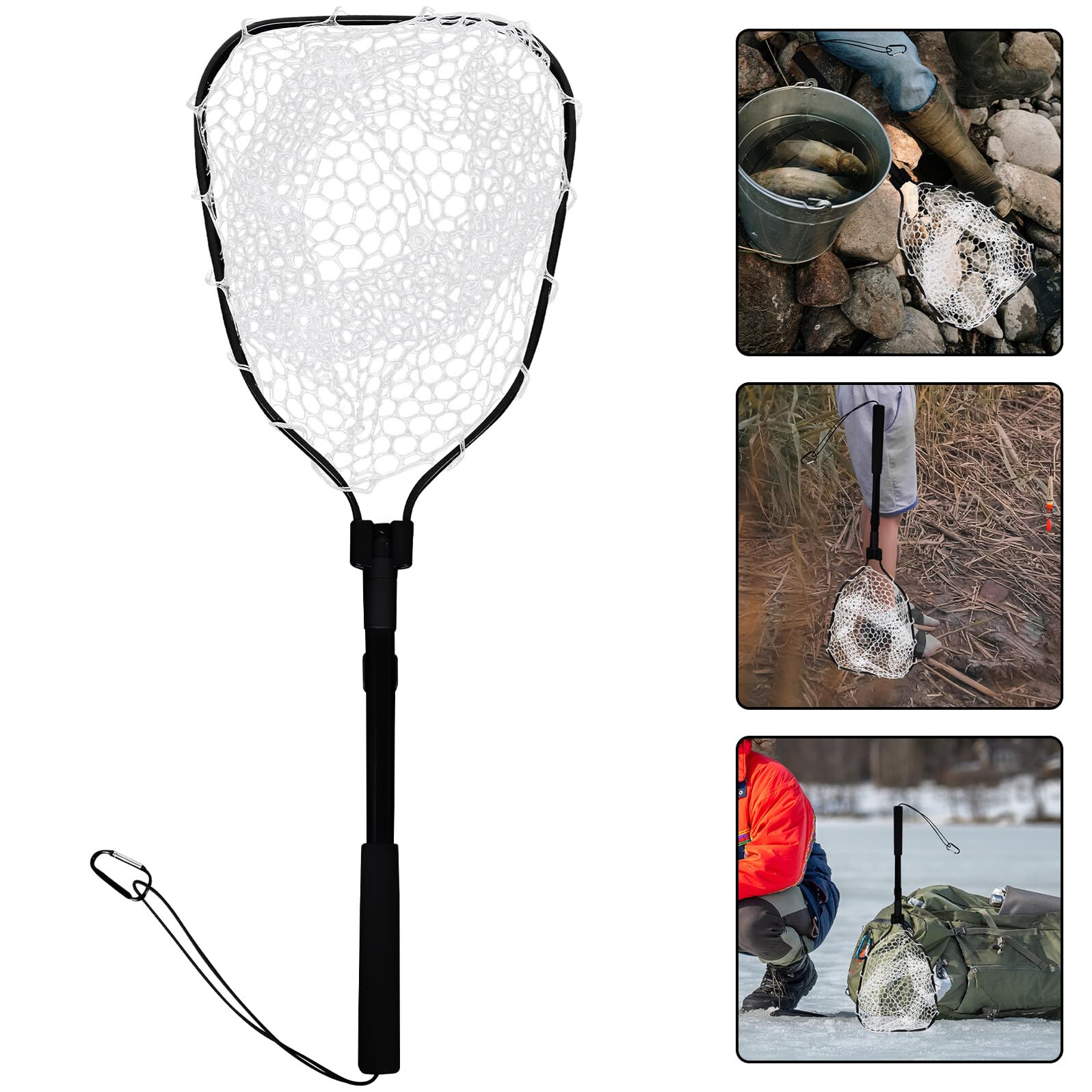 Milisten Red de Pesca Plegable Diseño Compacto y Resistente con Mango de Silicona y Aleación de Aluminio para Pesca de Truchas y Camarones en Acuarios y Senderismo
