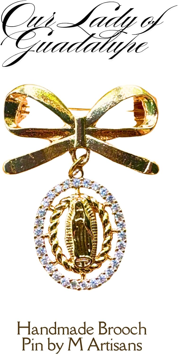 M ARTISANS Brooch Safety Pin Religious Handmade Gift Baby Baptism First Communion