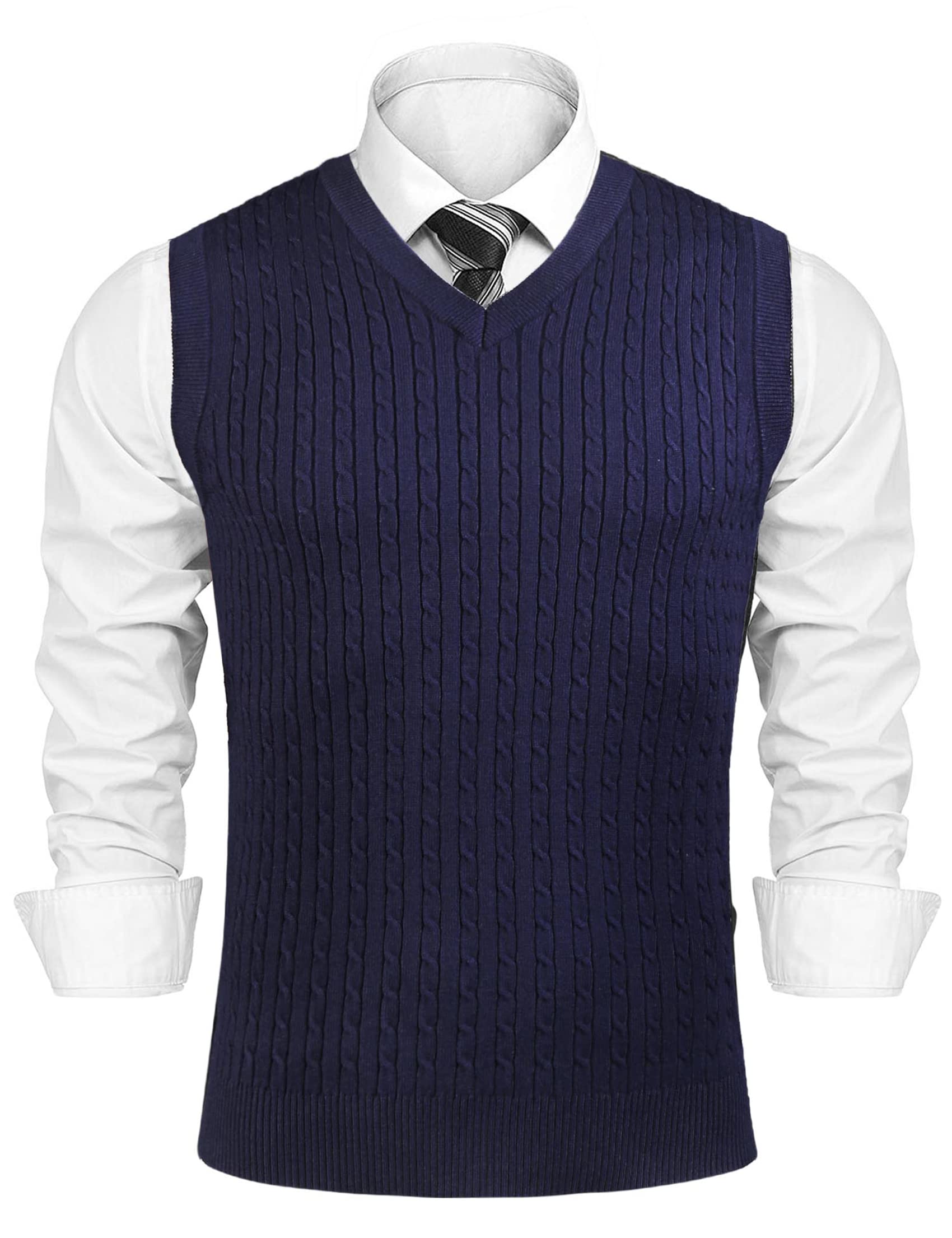 Sykooria Gilet Maglione da Uomo con Scollo V Maglioncino Smanicato Senza Maniche Pullover Gilet Cotone in Maglia Invernale Maglioni e Cardigan da Uomo Casual