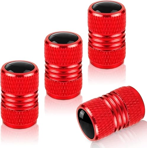 4 tapas rojas para válvulas de vástago de neumático de automóvil cubierta de aire para rueda accesorio exterior de metal accesorios para válvulas de