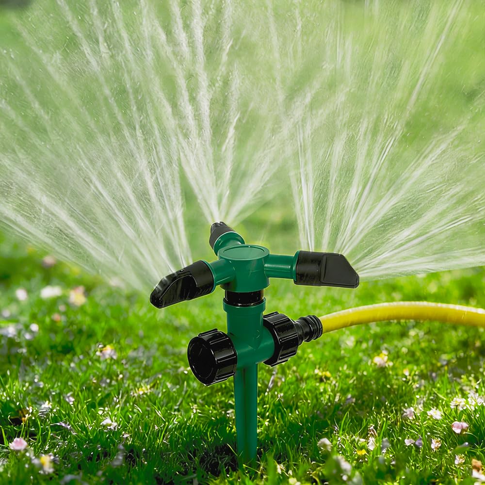 Condition photo showing Good Condition for sprinklers for lawn, garden water sprinkler for yard, lawn sprinkler 360 degree rotating for yard large area coverage, garden sprinklers for plant irrigation and kids playing - green
