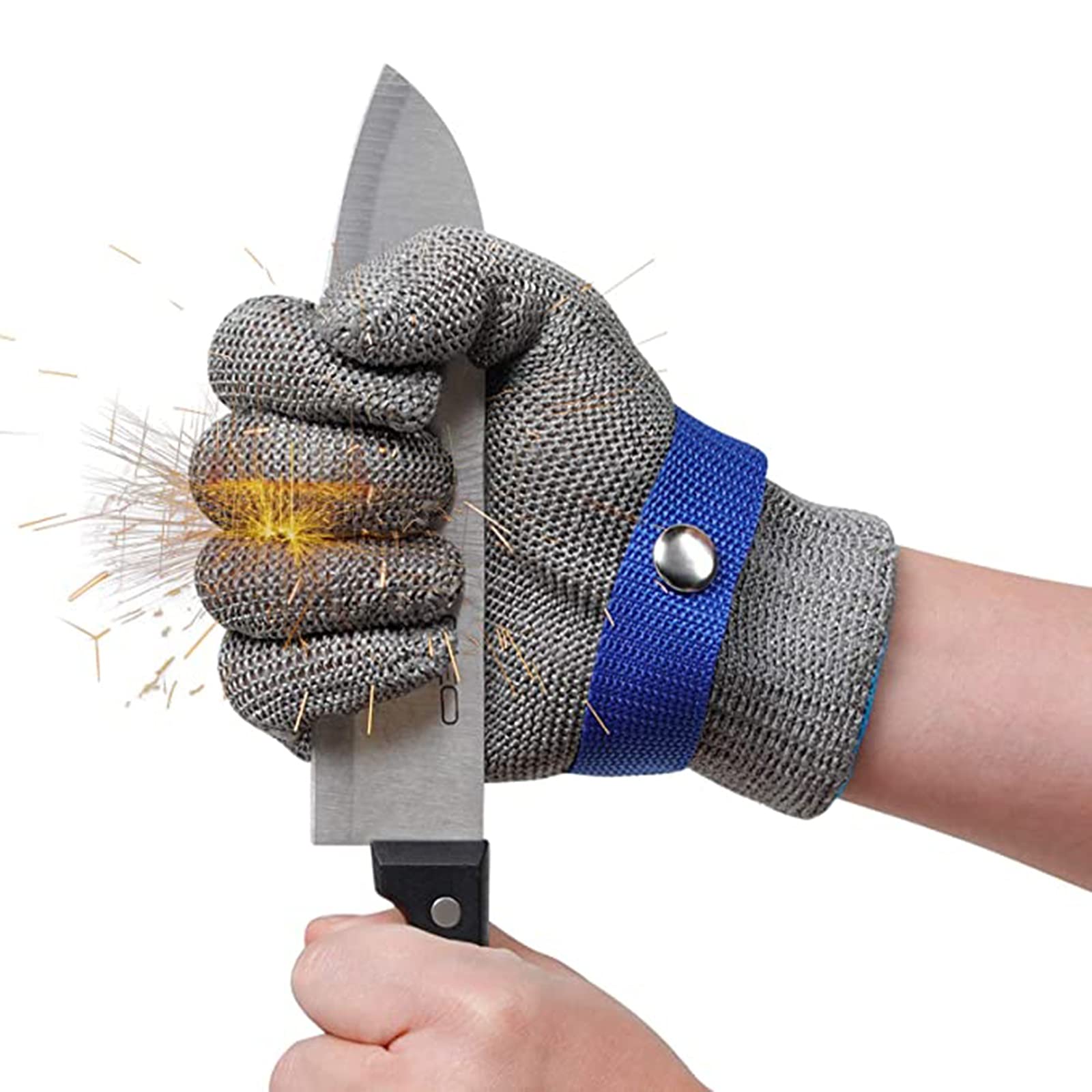 WXYZ Guanti Antitaglio Guanti resistenti a taglio di grado 9, guanti da lavoro di sicurezza in acciaio inox, utilizzato per la pesca, rimozione delle ostriche, guanti da giardino in maglia di giardina