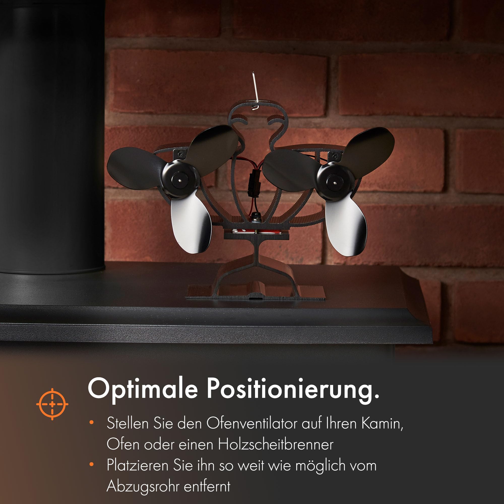 VonHaus Ofenventilator – Wärmebetriebener Doppelter Kaminventilator für Holz-/ Scheitholzöfen, Kamine und Ofenheizungen – Leiser Betrieb, Umweltfreundlicher Ofenventilator Ohne Strom
