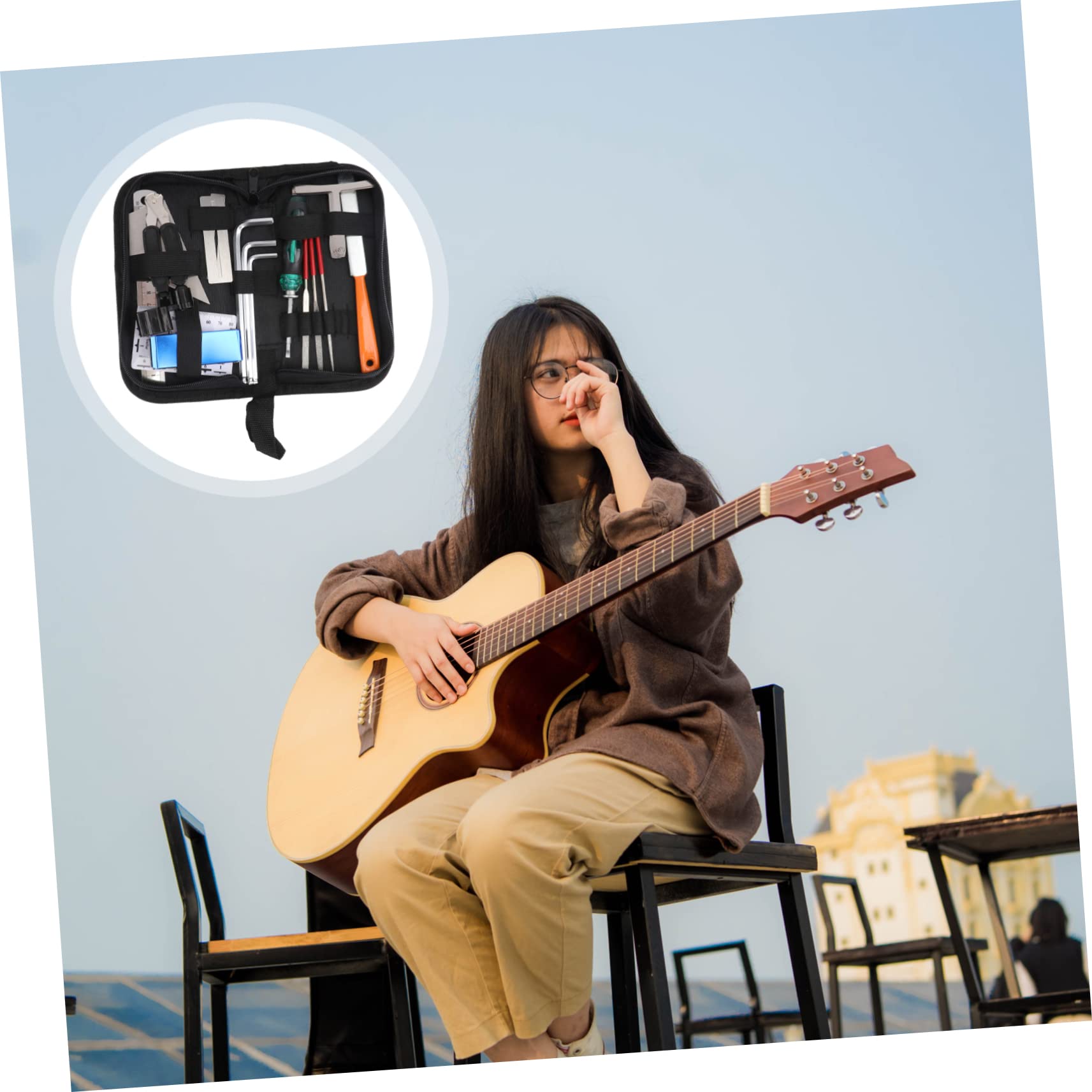 SOIMISS 1 juego Herramientas de de Guitarra Herramientas de Reparación y Limpieza Accesorios para Instrumentos para Profesional y Personal Incluye Bolsa de Transporte para Organización y