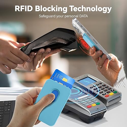 Miniatura 22 de Más fuerte magnético RFID cuero Mag seguro titular de la tarjeta para iPhone 15 Series, verde claro