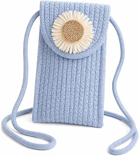 Stylish Daisy Flower Straw Mobile Pouch for Women & Girls Lightweight Crossbody Sling Bag with Shades Hangings, Small Trav... Price In India