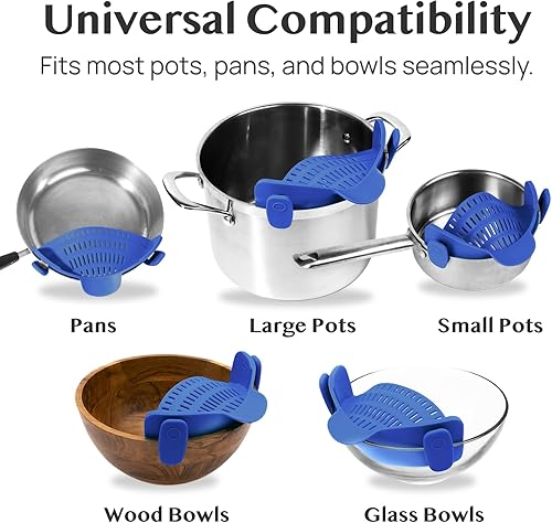Miniatura 6 de Kitchen Gizmo Snap N' Strain - Colador de silicona con clip para ollas, sartenes y cuencos, accesorios de cocina resistentes al calor, escurridor