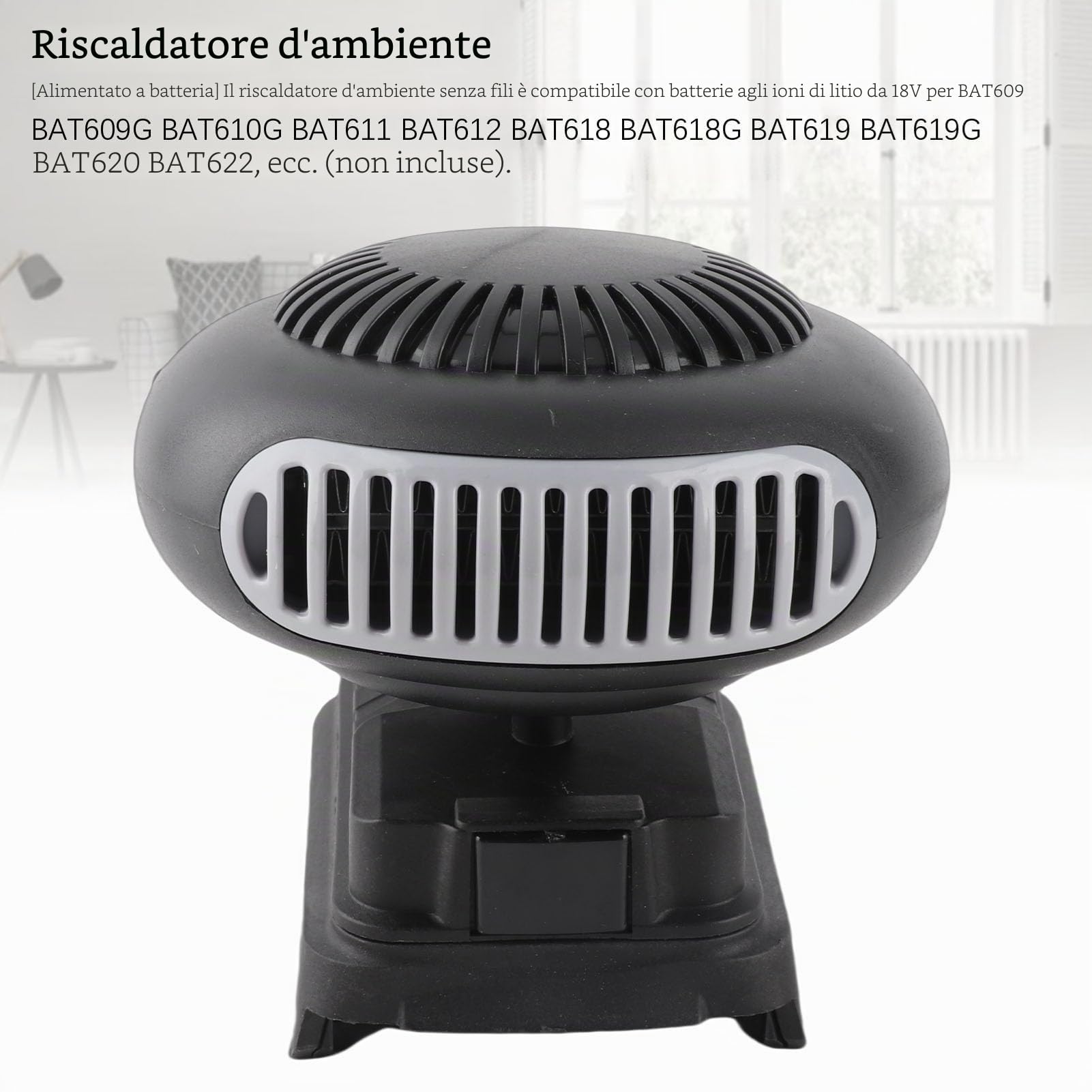 YWBL-WH Stufetta Portatile Senza Fili 170 W Alimentata a Batteria con Doppia Uscita USB Angolo Regolabile per Officine, Fabbriche e Uso Esterno