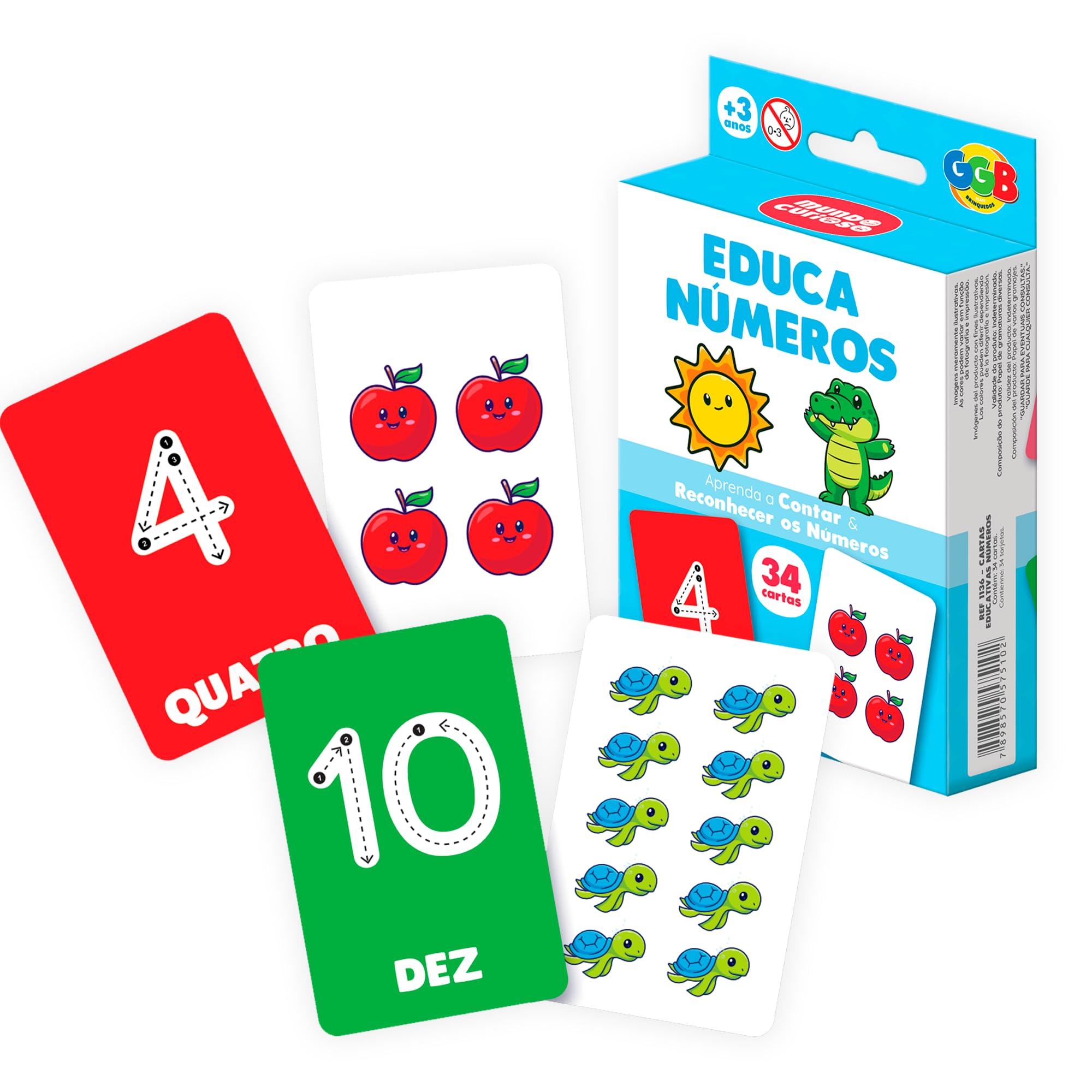 Cartas Educa Números 34 Cards Grandes GGB Plast | Amazon.com.br
