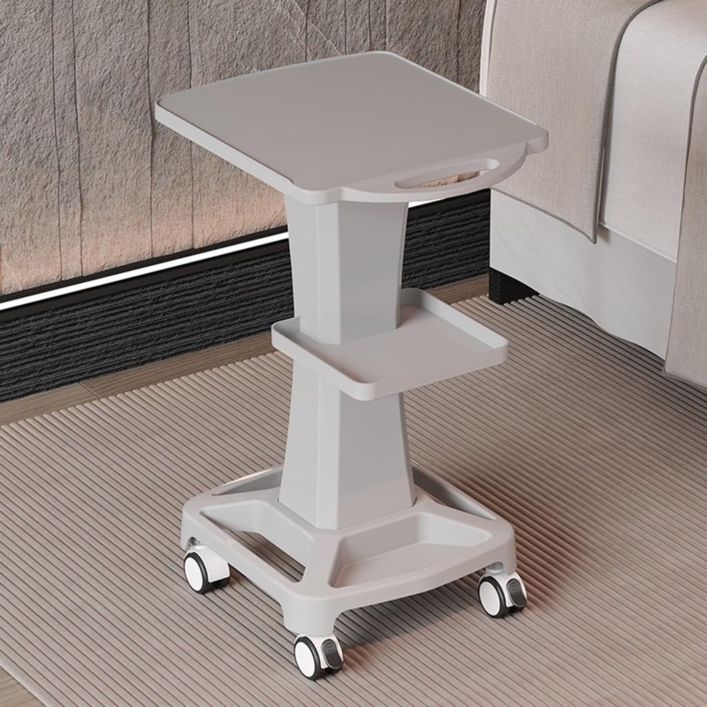 Carrello Mobile per Laptop, Carrello da Laboratorio da Pavimento, Scrivania Portatile Compatta con Ampio Piano di Lavoro, Quattro Ruote Piroettanti, Rotazione A,Grey