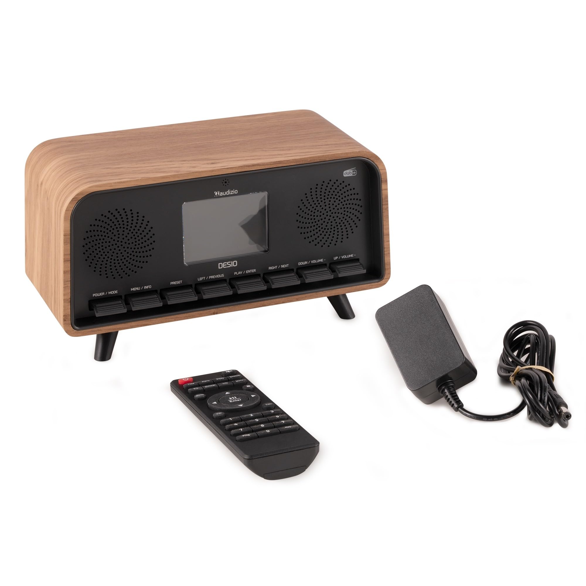 Audizio Desio Radio Dab/Dab+/FM avec BT 5.0, Écran Couleur 2,4", Port USB et Entrée AUX 3,5 mm, Design Rétro Couleur Chêne, Alarme et Minuterie, Idéale pour Salon, Cuisine ou Chambre