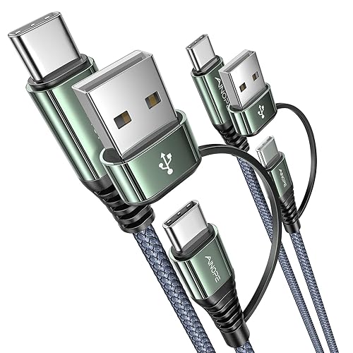 AINOPE Cable USB C a USB C, paquete de 2 cables USB C de 1.5 pies de carga rápida con adaptador USB a USB C, cable USB a USBC de 60 W para iPhone 17