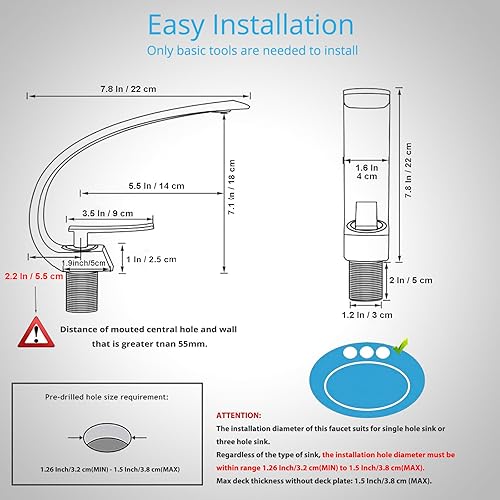 Miniatura 3 de Wovier grifo de mando único para lavabo, cromo y níquel cepillado o bronce aceitado, diseño de cascada, grifo mezclador