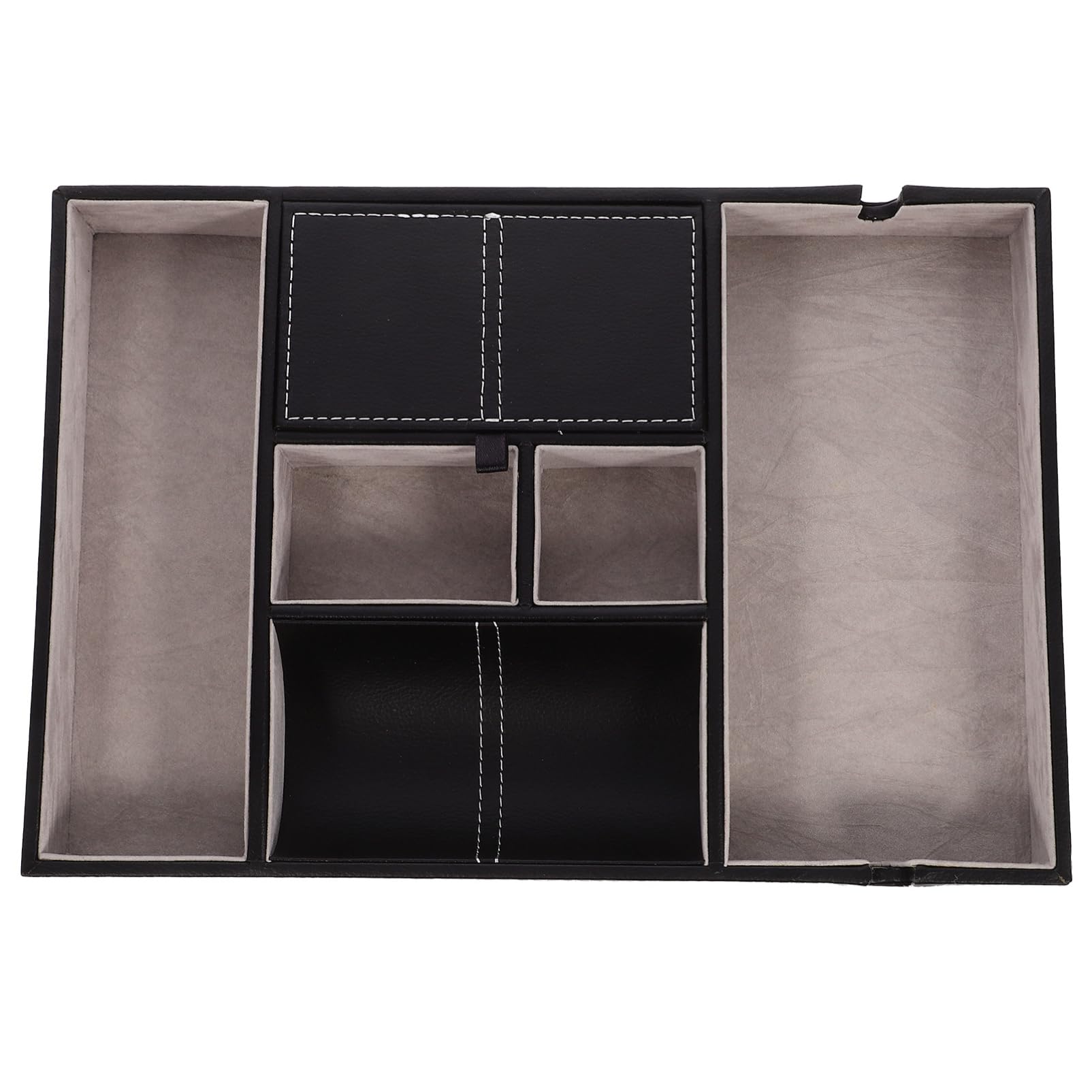 Caja de Almacenamiento de Cuero Pu Negra, Organizador Multifunción