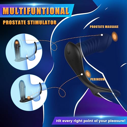 Miniatura 6 de Vibrador de juguete sexual anal de empuje con anillo grueso para el pene, 3 x 10 vibradores y telescópicos de próstata vibradores anales, vibradores