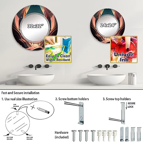 Miniatura 4 de DesignQ Architectural Futuristic Building I- Vanity Mirror, Bathroom Mirrors, Wall Mirrors for Living Room, Bedroom - Oval Mirror - Large 20'x30',