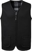 Men's Knitted Vest Casual Sleeveless Cardigan Fleece Warm Knitted Tank Top Zipper Sleeveless V-Neck Outdoor Sweater