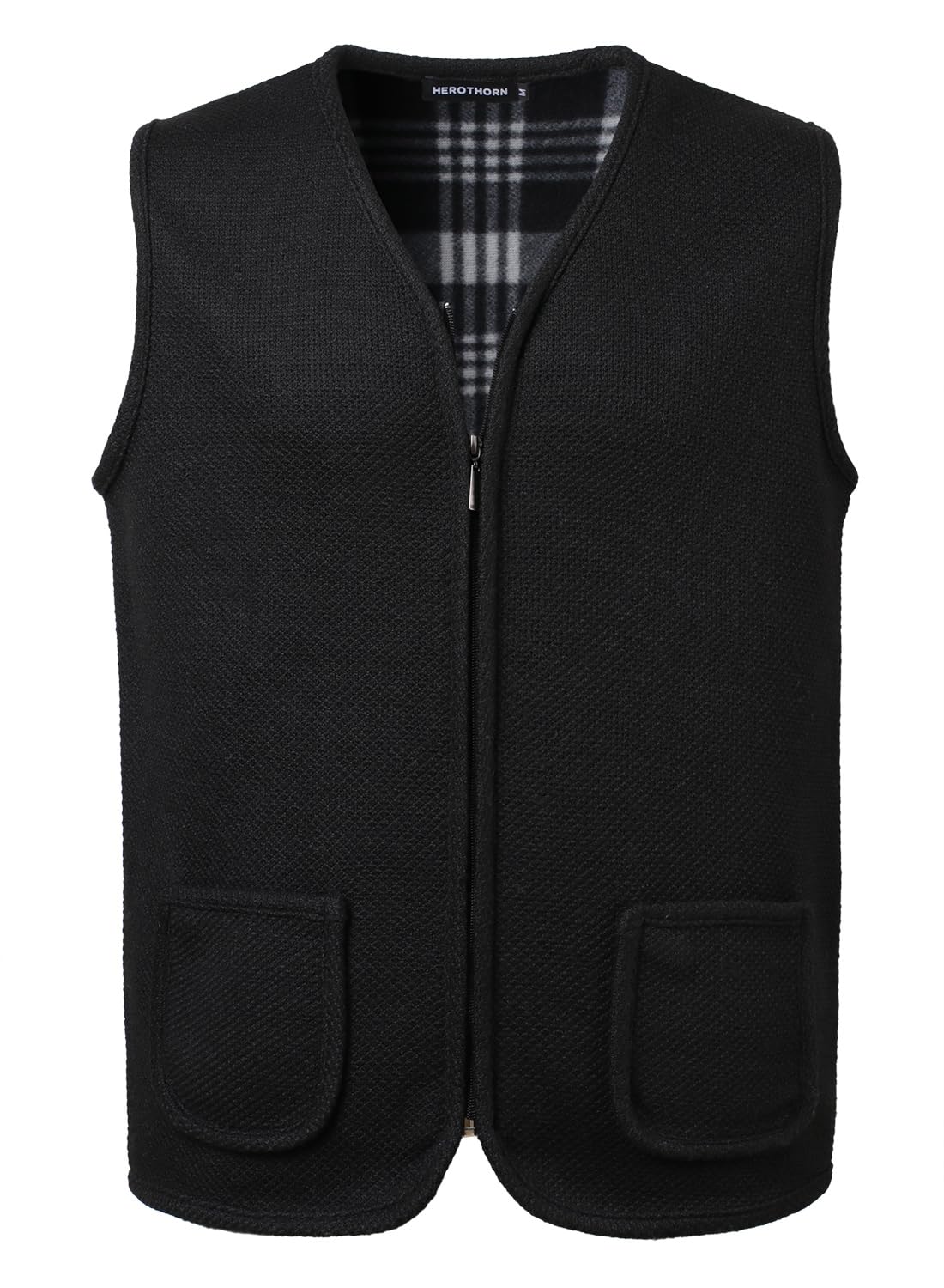 Chaleco de Punto para Hombre Cárdigan sin Mangas Chaqueta de Suéter de Forro Polar Cremallera Cálido Caballerocon Bolsillos Otoño Invierno