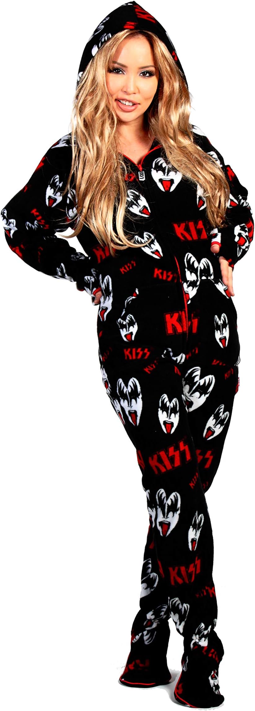 KISS Dr. Love Hooded Adult Onesie Footed Pajamas