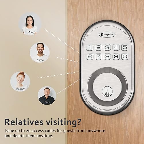 Miniatura 3 de OrangeLion Cerradura de cerrojo de entrada sin llave cerradura de puerta inteligente con teclado electrónico bloqueo automático bloqueo de 1 táctil