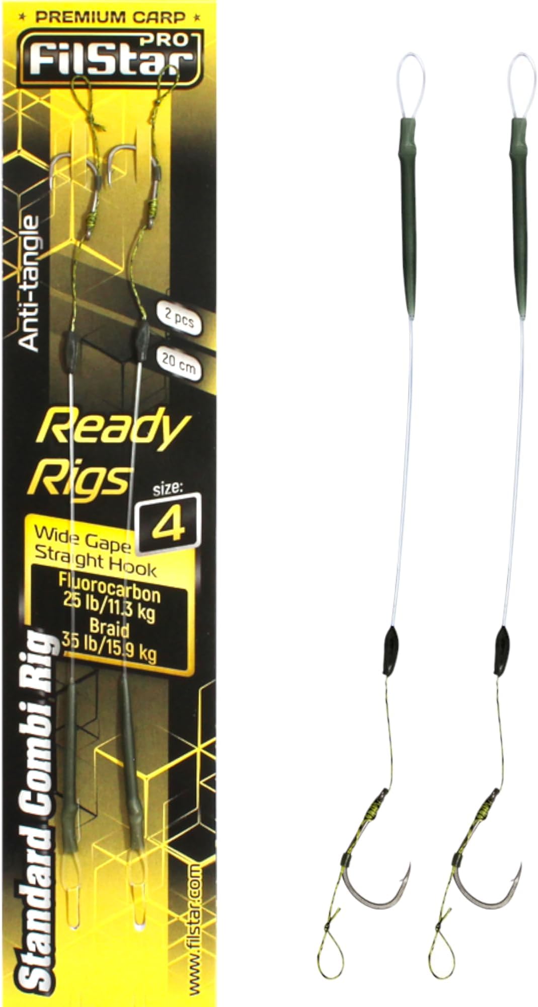 Carp Fishing Combi Rig Fishing Hook Wide Gape N6, Fluorocarbon Leader 20 cm, Аnti Tangle Sleeve, Braiding Line - Pop Up Fishing Bait - Boilies Hair Rig - Carp Fishing Accessories - Carp