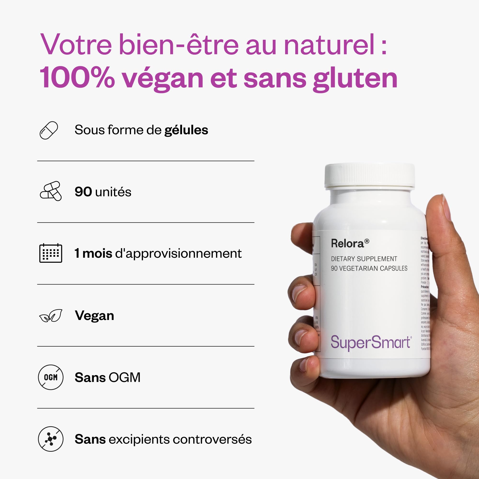 Relora - Contribue à Diminuer les Troubles de l’Humeur - Vegan -SuperSmart