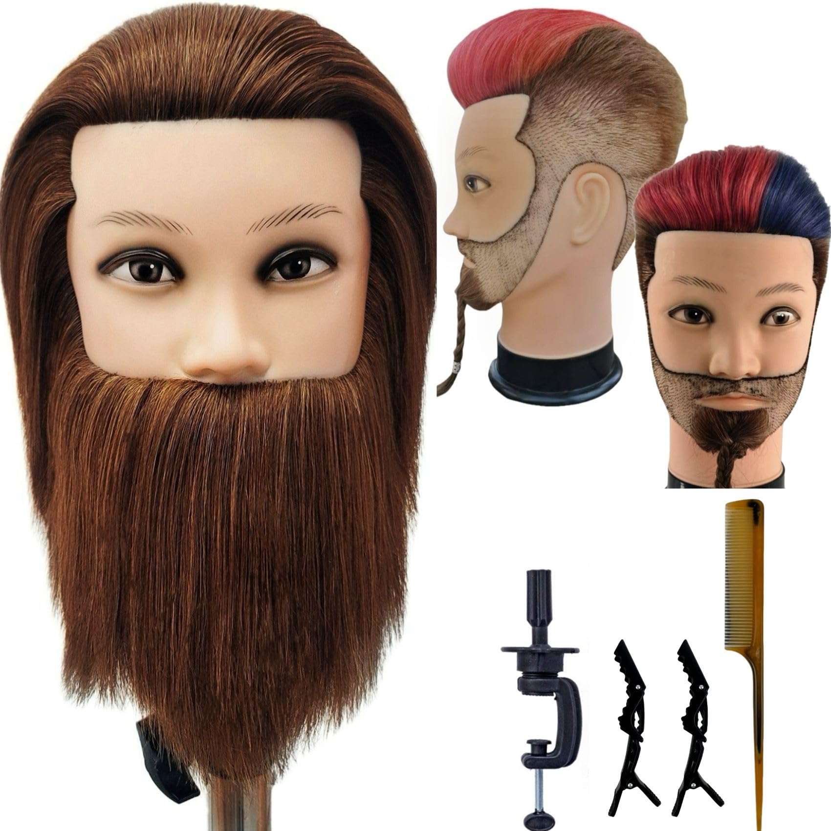 Amazon.co.jp: 理髪師男性マネキンヘッド、人毛ヘアカットメンズ