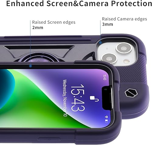 Miniatura 5 de MARKILL Funda compatible con iPhone con soporte de anillo, funda resistente a prueba de golpes de grado militar (morado oscuro, iPhone 13 Pro Max)
