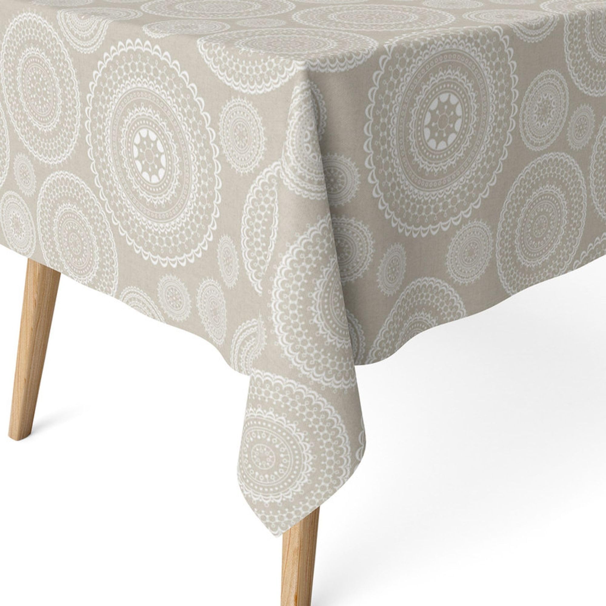 ECOMMERC3 | Stain Resistant Tablecloth for Rectangular Table Size 180 x 140 cm - Stain Resistant Extra Soft and Waterproof Tablecloth Beige