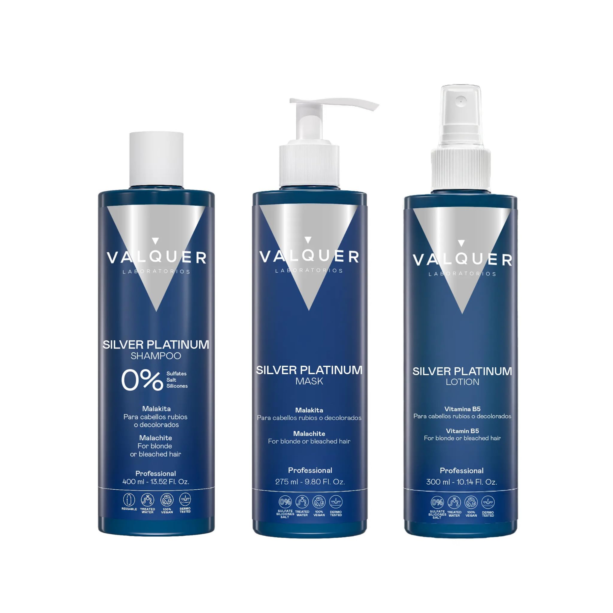 Valquer Pack Anti-Gelbstich | Purple Toning Shampoo, Haarmaske und Lotion