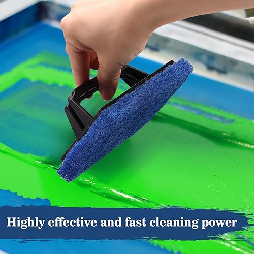 Miniatura 4 de Caydo Paquete de 3 almohadillas de limpieza de serigrafía, cepillo limpiador azul con asa, removedor de tinta de serigrafía para recuperar marcos de
