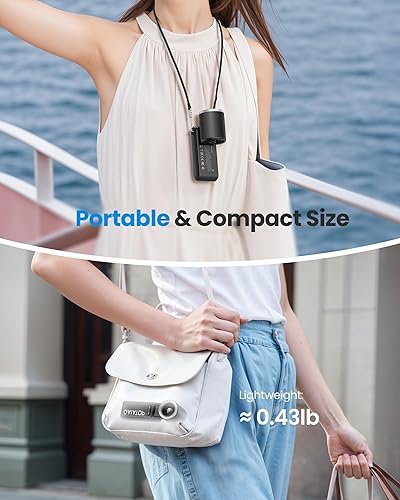 Miniatura 5 de Gaiatop Mini ventilador portátil de mano, 21 horas de trabajo, 6 velocidades, funciona con batería recargable, plegable de 180 con pantalla LED,