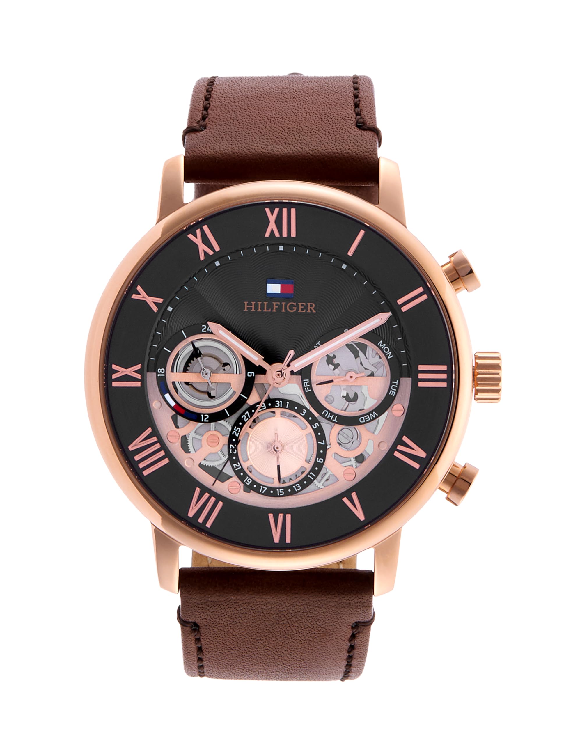 Quartz Multifunction Black dial Leather Strap Watch for Men-TH1710566-image-16